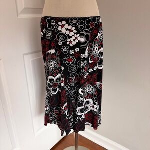 Y2K BLACK AND RED CANDIE'S FLORAL MIDI SKIRT